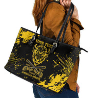 Personalized Bison Buffalo Soldiers Leather Tote Bag American Heroes - Black Grunge Style - Wonder Print Shop