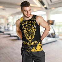 Personalized Bison Buffalo Soldiers Men Tank Top American Heroes - Black Grunge Style - Wonder Print Shop