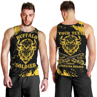 Personalized Bison Buffalo Soldiers Men Tank Top American Heroes - Black Grunge Style - Wonder Print Shop