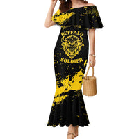 Personalized Bison Buffalo Soldiers Mermaid Dress American Heroes - Black Grunge Style - Wonder Print Shop