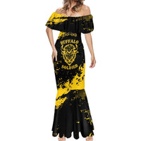 Personalized Bison Buffalo Soldiers Mermaid Dress American Heroes - Black Grunge Style - Wonder Print Shop