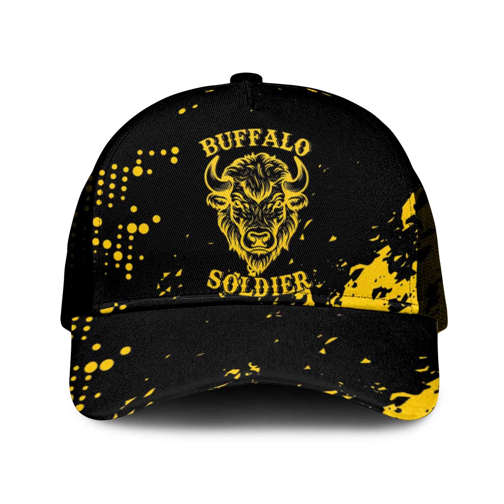 Bison Buffalo Soldiers Mesh Trucker Cap American Heroes - Black Grunge Style - Wonder Print Shop