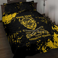 Personalized Bison Buffalo Soldiers Quilt Bed Set American Heroes - Black Grunge Style - Wonder Print Shop
