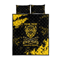 Personalized Bison Buffalo Soldiers Quilt Bed Set American Heroes - Black Grunge Style - Wonder Print Shop