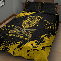 Personalized Bison Buffalo Soldiers Quilt Bed Set American Heroes - Black Grunge Style - Wonder Print Shop