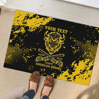 Personalized Bison Buffalo Soldiers Rubber Doormat American Heroes - Black Grunge Style - Wonder Print Shop