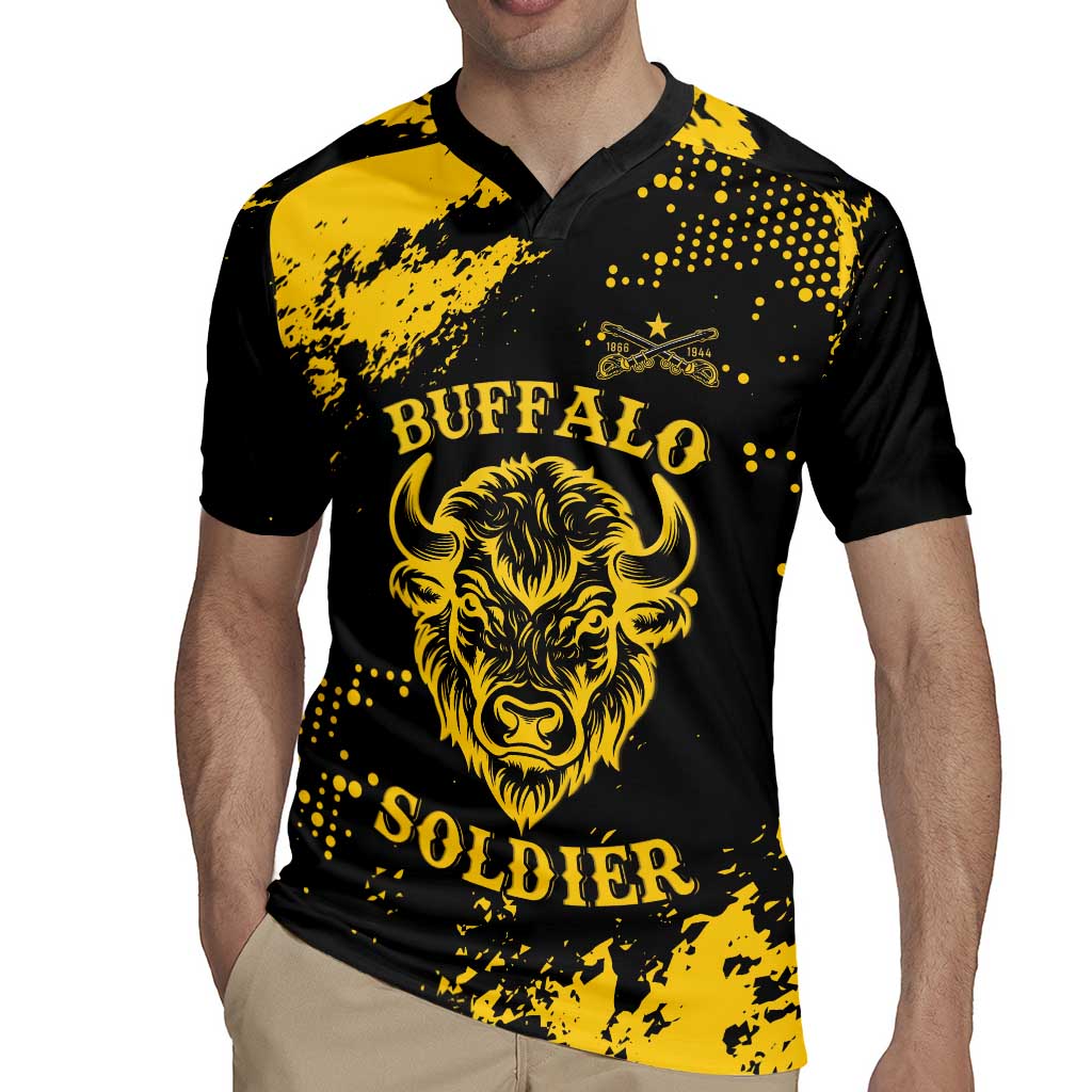 Personalized Bison Buffalo Soldiers Rugby Jersey American Heroes - Black Grunge Style - Wonder Print Shop