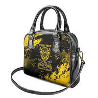 Personalized Bison Buffalo Soldiers Shoulder Handbag American Heroes - Black Grunge Style - Wonder Print Shop