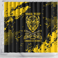 Personalized Bison Buffalo Soldiers Shower Curtain American Heroes - Black Grunge Style - Wonder Print Shop