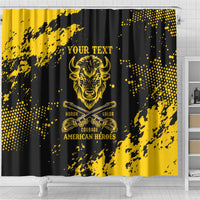 Personalized Bison Buffalo Soldiers Shower Curtain American Heroes - Black Grunge Style - Wonder Print Shop