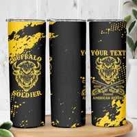 Personalized Bison Buffalo Soldiers Skinny Tumbler American Heroes - Black Grunge Style - Wonder Print Shop