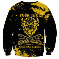 Personalized Bison Buffalo Soldiers Sweatshirt American Heroes - Black Grunge Style - Wonder Print Shop