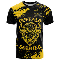 Personalized Bison Buffalo Soldiers T Shirt American Heroes - Black Grunge Style - Wonder Print Shop