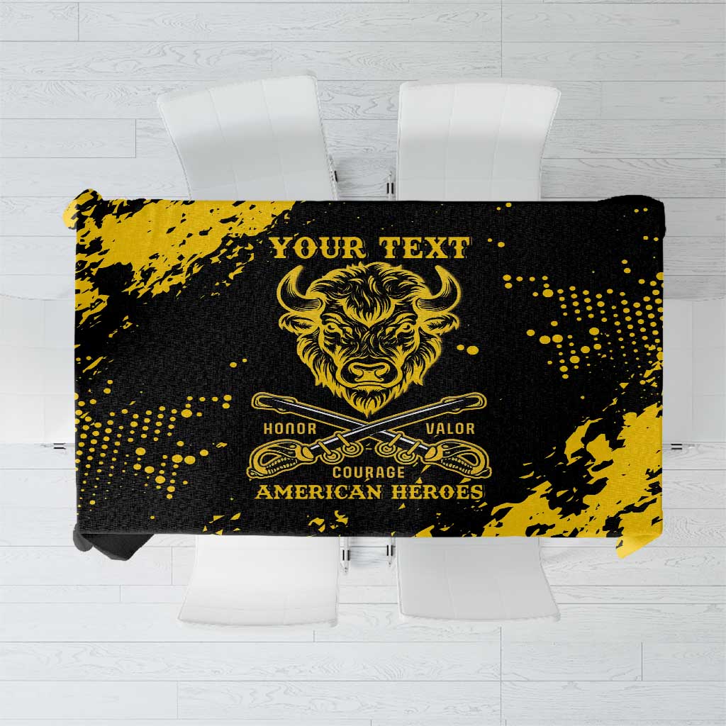 Personalized Bison Buffalo Soldiers Tablecloth American Heroes - Black Grunge Style - Wonder Print Shop