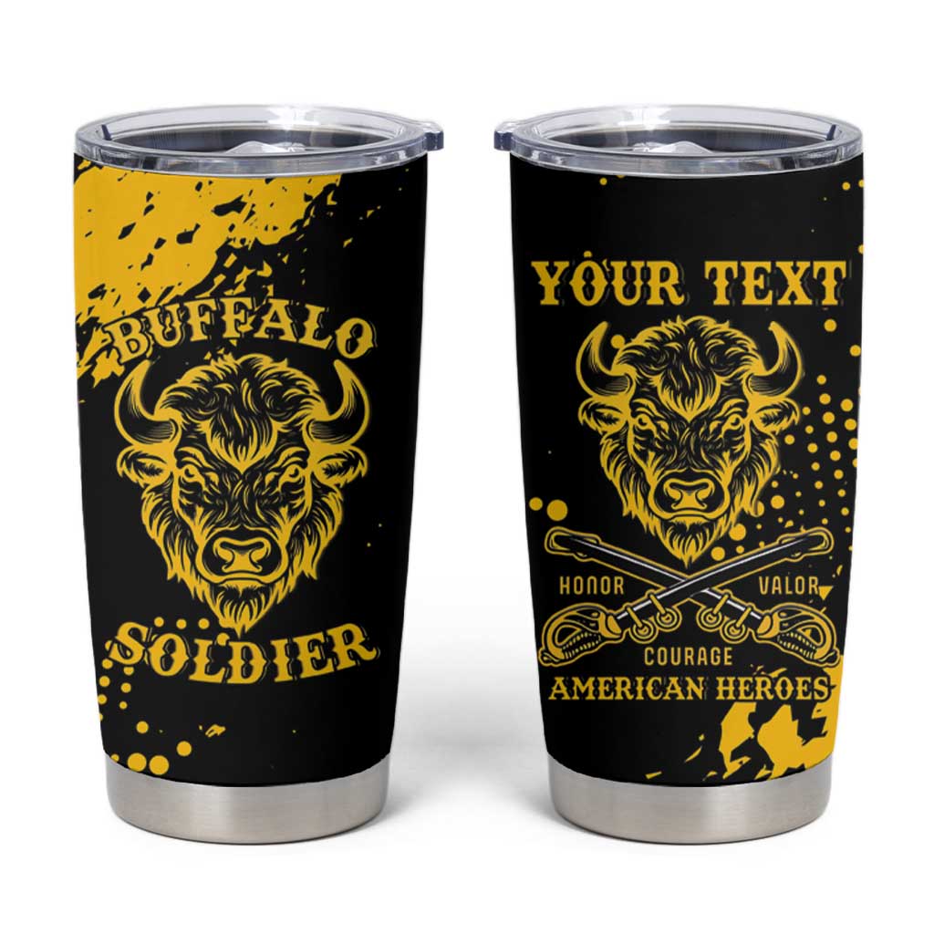 Personalized Bison Buffalo Soldiers Tumbler Cup American Heroes - Black Grunge Style - Wonder Print Shop
