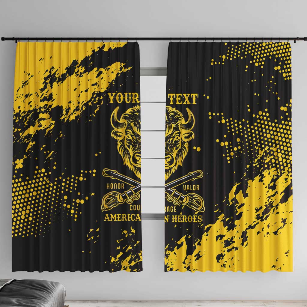 Personalized Bison Buffalo Soldiers Window Curtain American Heroes - Black Grunge Style - Wonder Print Shop