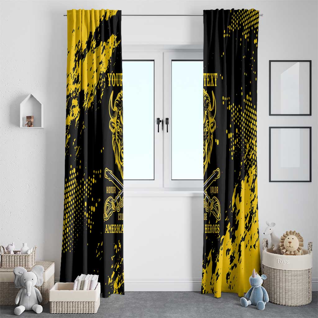 Personalized Bison Buffalo Soldiers Window Curtain American Heroes - Black Grunge Style - Wonder Print Shop