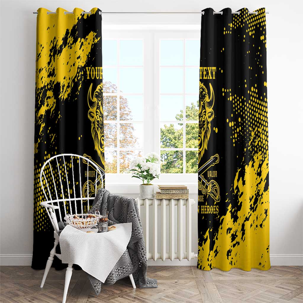 Personalized Bison Buffalo Soldiers Window Curtain American Heroes - Black Grunge Style - Wonder Print Shop