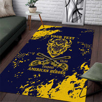 Personalized Bison Buffalo Soldiers Area Rug American Heroes - Blue Grunge Style - Wonder Print Shop