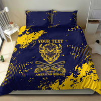 Personalized Bison Buffalo Soldiers Bedding Set American Heroes - Blue Grunge Style - Wonder Print Shop