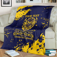Personalized Bison Buffalo Soldiers Blanket American Heroes - Blue Grunge Style - Wonder Print Shop