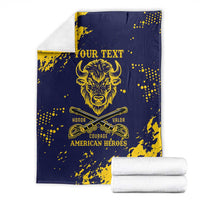 Personalized Bison Buffalo Soldiers Blanket American Heroes - Blue Grunge Style - Wonder Print Shop