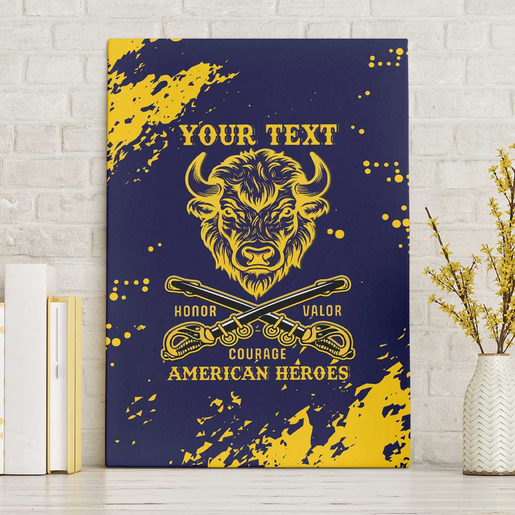 Personalized Bison Buffalo Soldiers Canvas Wall Art American Heroes - Blue Grunge Style - Wonder Print Shop