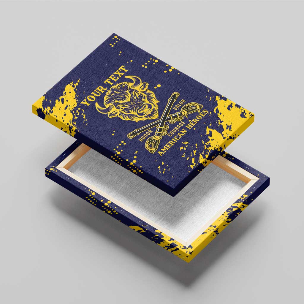 Personalized Bison Buffalo Soldiers Canvas Wall Art American Heroes - Blue Grunge Style - Wonder Print Shop