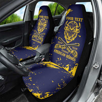 Personalized Bison Buffalo Soldiers Car Seat Cover American Heroes - Blue Grunge Style - Wonder Print Shop