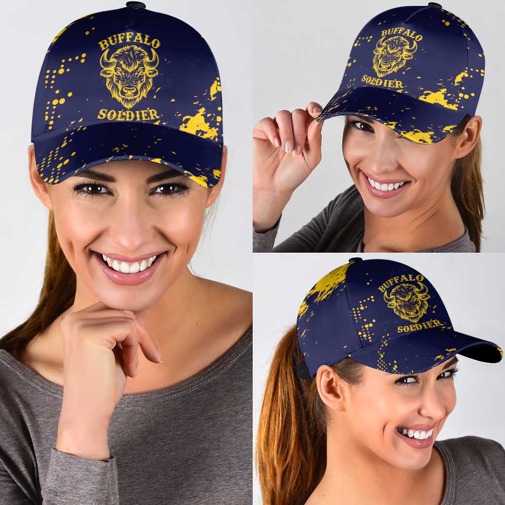 Bison Buffalo Soldiers Classic Cap American Heroes - Blue Grunge Style - Wonder Print Shop