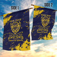 Personalized Bison Buffalo Soldiers Garden Flag American Heroes - Blue Grunge Style - Wonder Print Shop