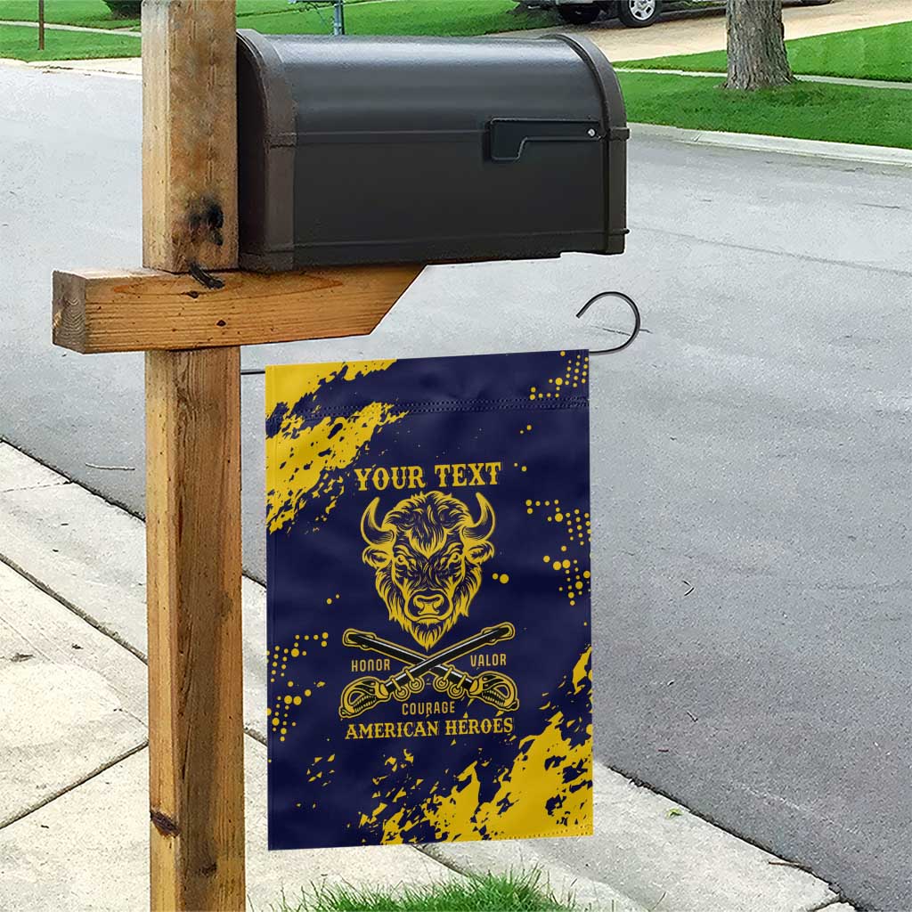 Personalized Bison Buffalo Soldiers Garden Flag American Heroes - Blue Grunge Style - Wonder Print Shop