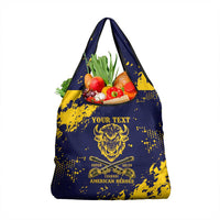 Personalized Bison Buffalo Soldiers Grocery Bag American Heroes - Blue Grunge Style - Wonder Print Shop
