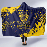Personalized Bison Buffalo Soldiers Hooded Blanket American Heroes - Blue Grunge Style - Wonder Print Shop