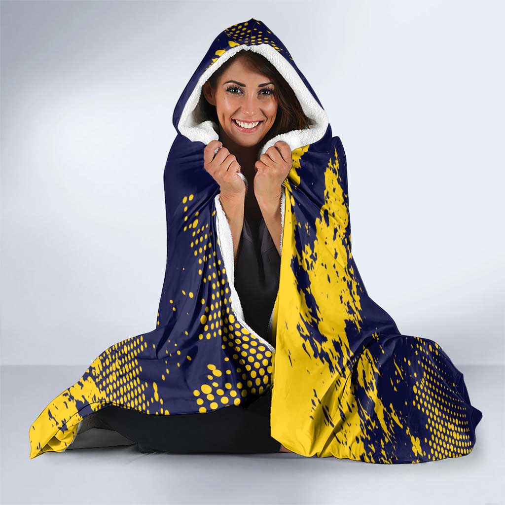 Personalized Bison Buffalo Soldiers Hooded Blanket American Heroes - Blue Grunge Style - Wonder Print Shop