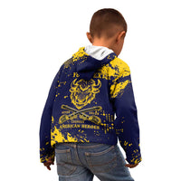 Personalized Bison Buffalo Soldiers Kid Hoodie American Heroes - Blue Grunge Style - Wonder Print Shop