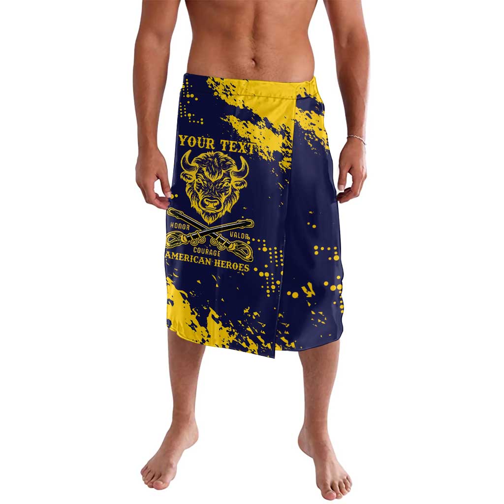 Personalized Bison Buffalo Soldiers Lavalava American Heroes - Blue Grunge Style - Wonder Print Shop