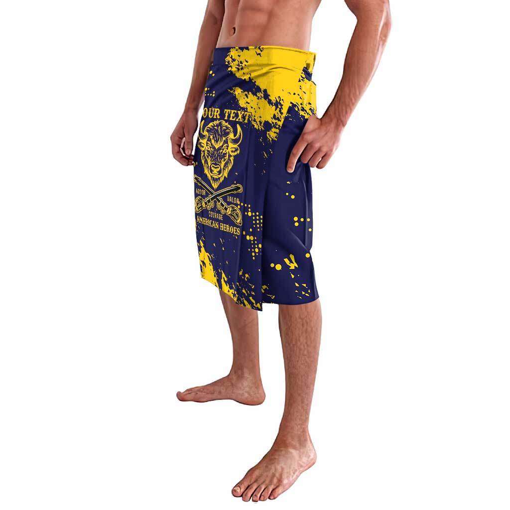 Personalized Bison Buffalo Soldiers Lavalava American Heroes - Blue Grunge Style - Wonder Print Shop