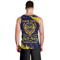 Personalized Bison Buffalo Soldiers Men Tank Top American Heroes - Blue Grunge Style - Wonder Print Shop