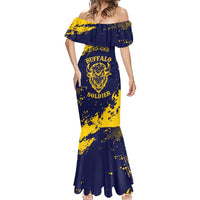 Personalized Bison Buffalo Soldiers Mermaid Dress American Heroes - Blue Grunge Style - Wonder Print Shop