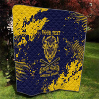 Personalized Bison Buffalo Soldiers Quilt American Heroes - Blue Grunge Style - Wonder Print Shop