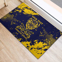 Personalized Bison Buffalo Soldiers Rubber Doormat American Heroes - Blue Grunge Style - Wonder Print Shop