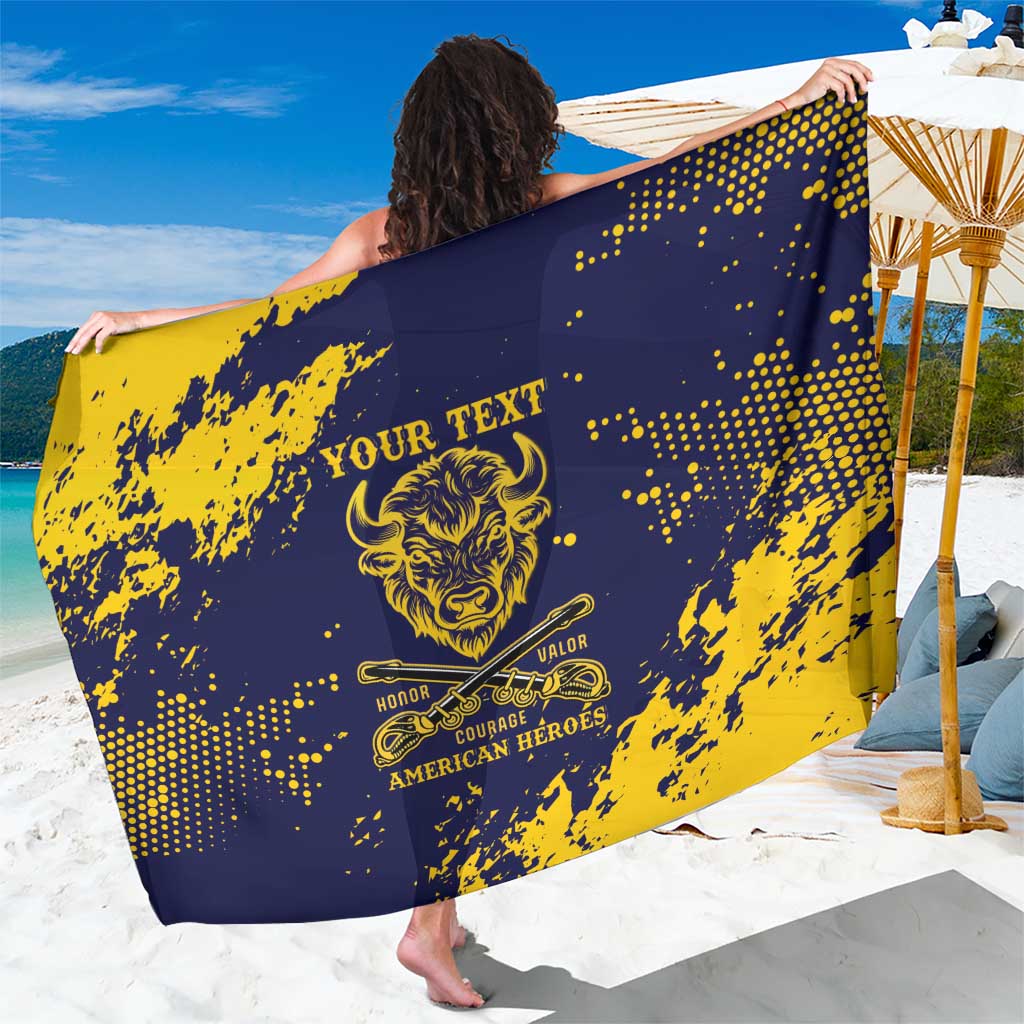 Personalized Bison Buffalo Soldiers Sarong American Heroes - Blue Grunge Style - Wonder Print Shop