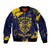 Personalized Bison Buffalo Soldiers Sleeve Zip Bomber Jacket American Heroes - Blue Grunge Style - Wonder Print Shop