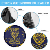 Personalized Bison Buffalo Soldiers Spare Tire Cover American Heroes - Blue Grunge Style - Wonder Print Shop