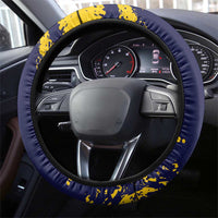 Bison Buffalo Soldiers Steering Wheel Cover American Heroes - Blue Grunge Style - Wonder Print Shop