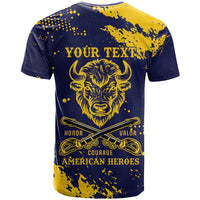 Personalized Bison Buffalo Soldiers T Shirt American Heroes - Blue Grunge Style - Wonder Print Shop