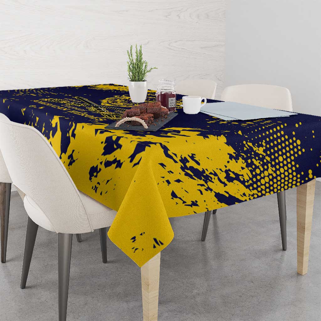 Personalized Bison Buffalo Soldiers Tablecloth American Heroes - Blue Grunge Style - Wonder Print Shop