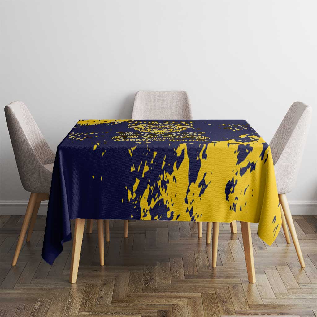 Personalized Bison Buffalo Soldiers Tablecloth American Heroes - Blue Grunge Style - Wonder Print Shop