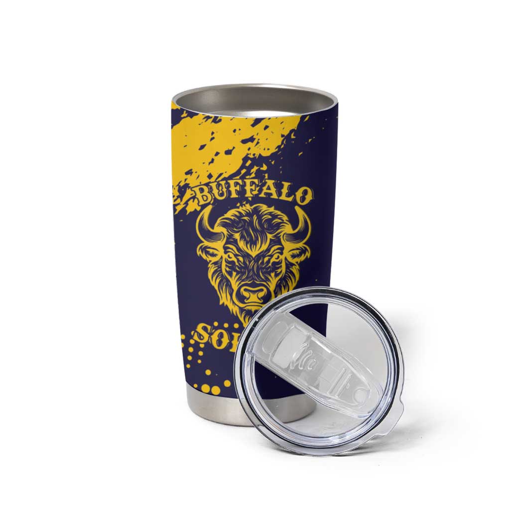 Personalized Bison Buffalo Soldiers Tumbler Cup American Heroes - Blue Grunge Style - Wonder Print Shop